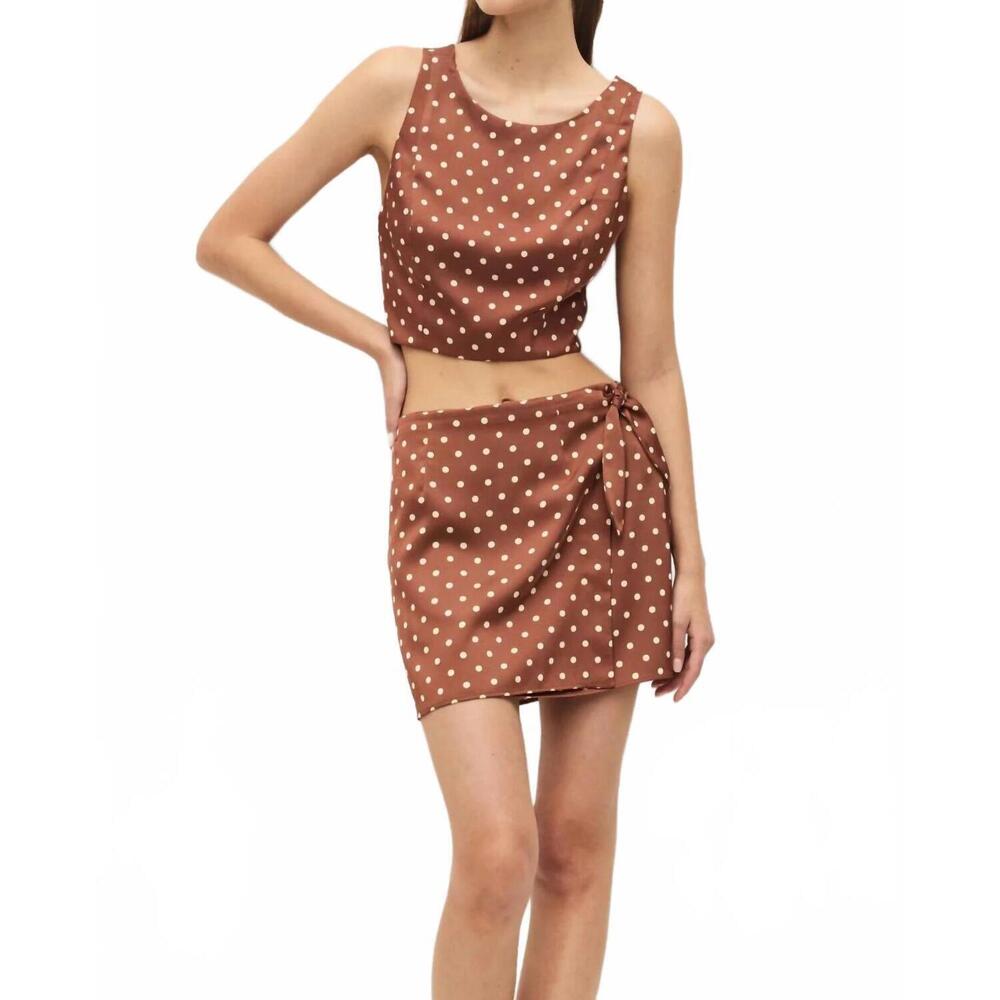 NEW ELODIE beatrix polka dot top in brown